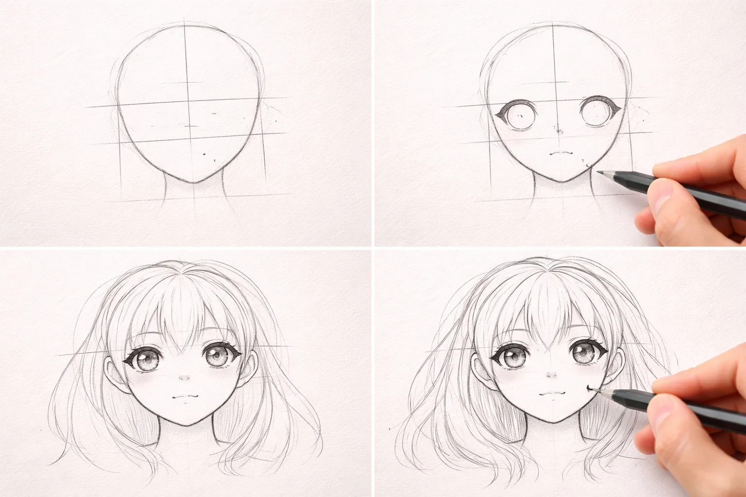 Manga Gesicht zeichnen Schritt für Schritt mit Hilfslinien